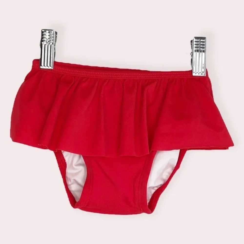 NWT Hanna Andersson swim bottom skirted solid red size 12-18 months‎